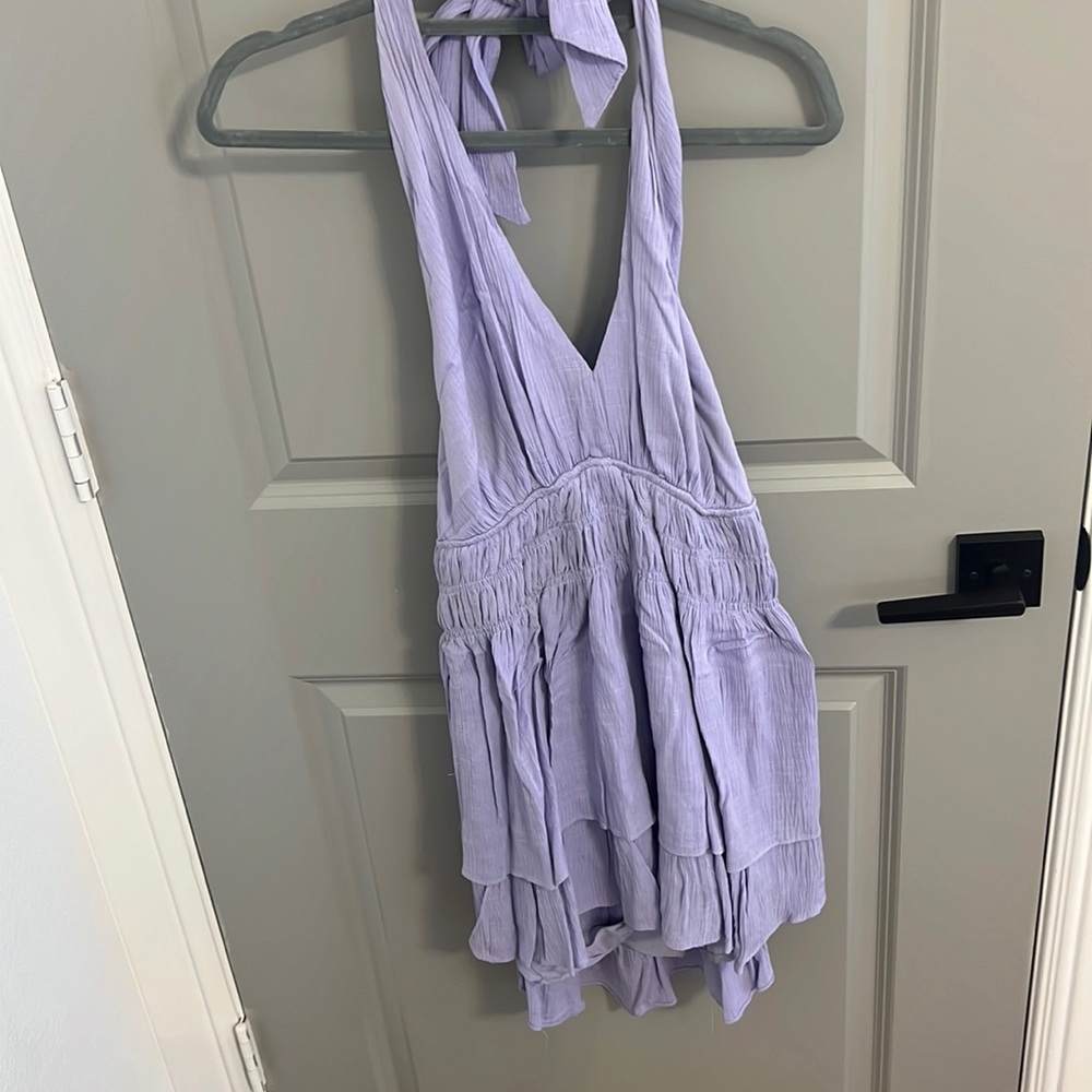 Purple high neck dress